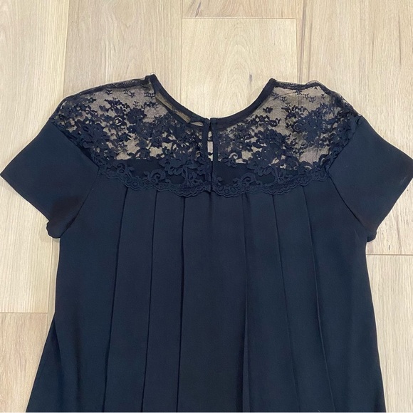 Zara | Black Lace Accent Pleated Sheath Dress xs 🖤 - Picture 7 of 12